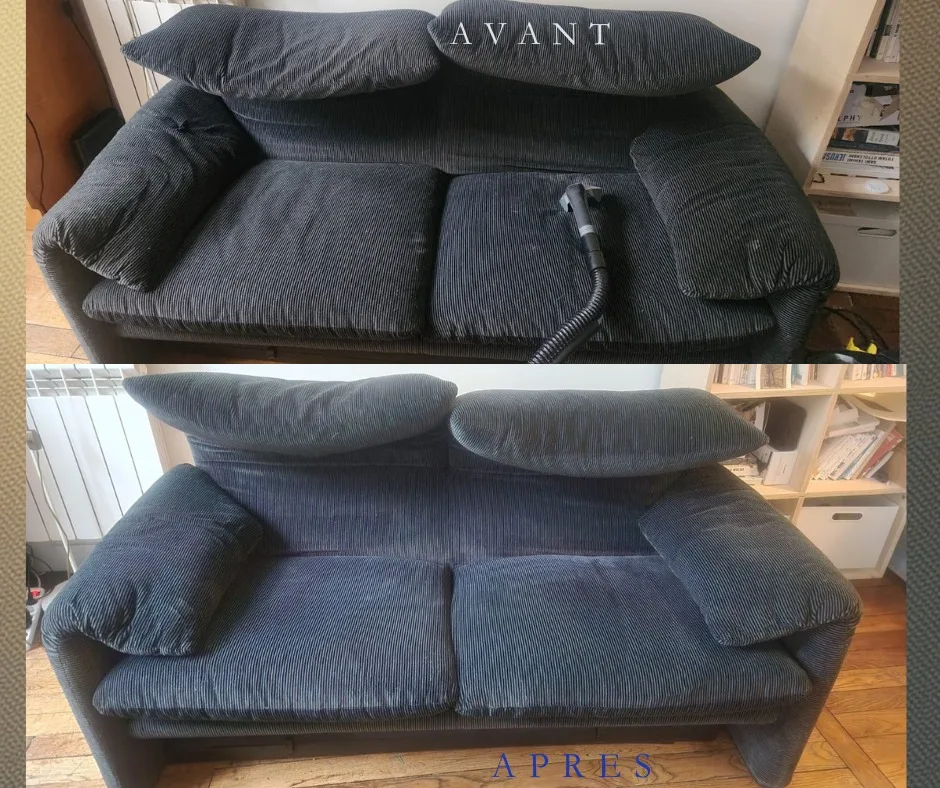 Avant / Après – Canapé bleu marine